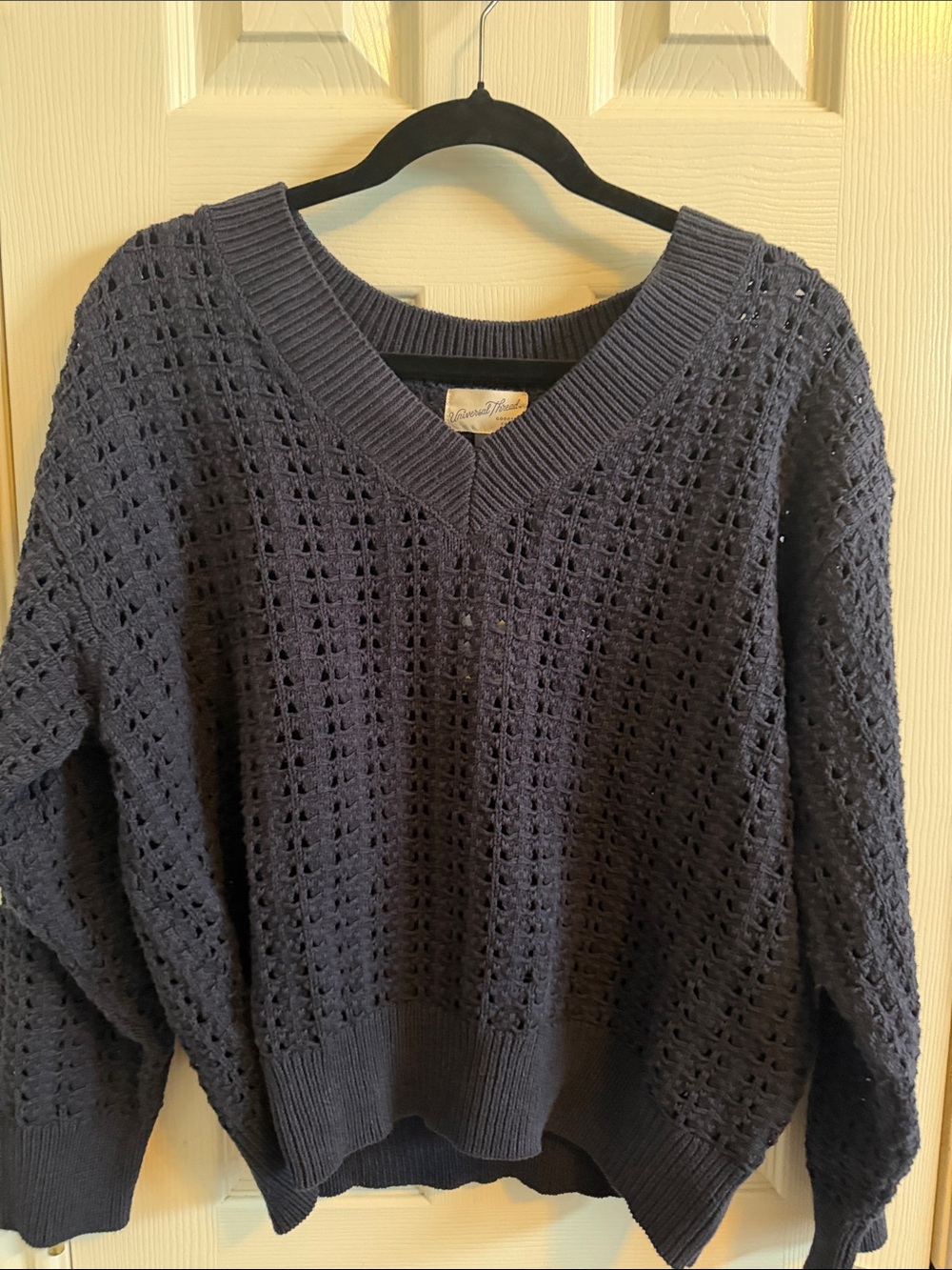 Universal Thread Navy V-Neck Open Knit Sweater